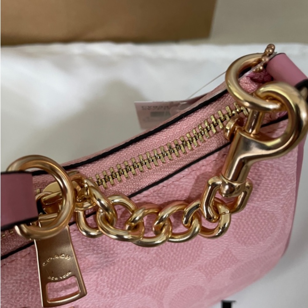Coach Pink Signature Shoulder Bag with Gold Hardware CA933 - Picture 8 of 13